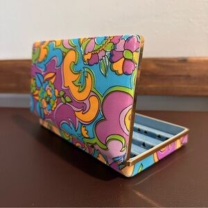 Vtg 60s Mele Psychedelic Flower Power Travel Jewelry Box